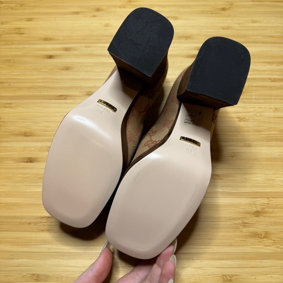 🤎GUCCI🤎GG Monogram Suede Houdan Mid Heel Platform Loafers - Picture 9 of 9